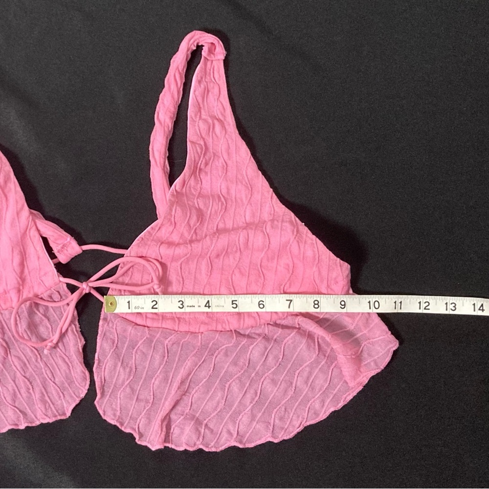 ⭐️ SHEIN Icon Pink Adjustable Tie Cropped Tank Top Size Large - Picture 9 of 9